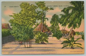 Miami Florida~Coconut Grove~1940s Linen Postcard