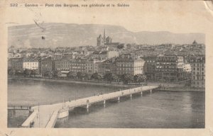 GENEVA, PONT DES BERGUES, Switzerland - Vintage POSTCARD