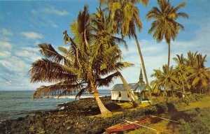 Kona Hawaii 1950s Postcard Kona Coastline St. Peter's Church