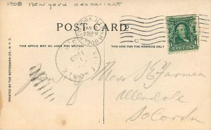 1908 New York Murray's Restaurant Interior occupation Postcard RPPC 24+-11777