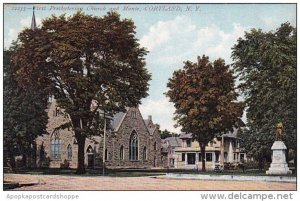 New York Cortland First Presbytering Church And Manse 1908