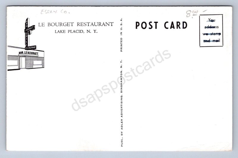 PC1/ Lake Placid New York Postcard c1910 Interior Le Bourget Restaurant 521