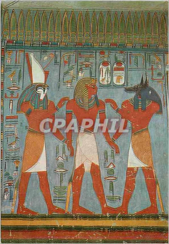 Postcard Modern Luxor Anubis and Hariesis leading the King