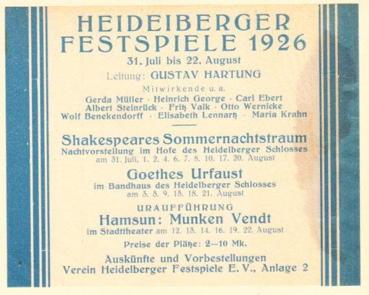 Heideiberger Feltspiele 1926