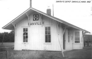 Danville Kansas Santa Fe Railroad Depot Real Photo Vintage Postcard K80668