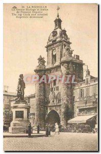 Old Postcard La Rochelle The Big Clock and Admiral Statue