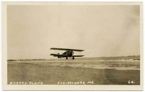 Old Orchard ME Hazard Airplane on The Beach RPPC Real Photo Postcard