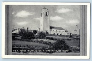 c1920's OSL Depot Howard Platt Gardens Clock Tower Building Boise Idaho Postcard