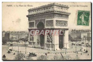 Postcard Old Paris Place de l'Etoile and the Arc de Triomphe