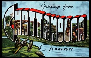 1940s Large Letter Greetings from Chattanooga TN Postcard