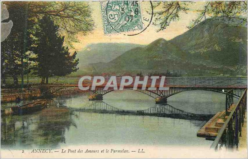 Postcard Old Annecy Le Pont des Amours and Parmelan