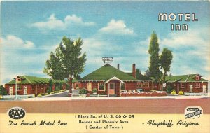 1940s Flagstaff Arizona Du Beau's Motor Inn occupation linen Postcard 25-3868