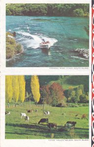 Speedboat at Kawarua River Otago & Farm Tutaki Valley New Zealand 1960s Aerog...