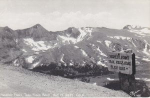 Colorado Trail Ridge Road Highest Point Roadside Marker Real Photo