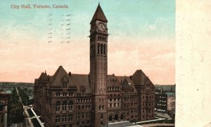 Vintage Postcard 1909 City Hall Government Office Landmark Toronto Canada
