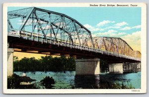 Beaumont Texas~Neches River Bridge From Below~American Art~Vintage Linen PC