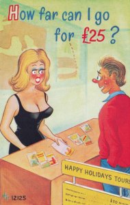 Sexy Travel Lady Agent Mistaken As Prostitute 1970s Comic Postcard