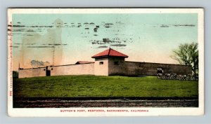 Sacramento CA-California, Sutter's Fort Restored Vintage Postcard 