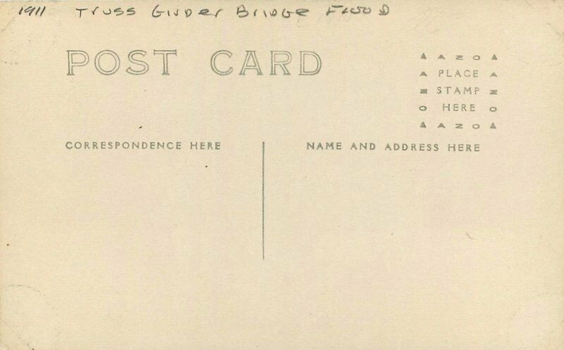 Beatrice Nebraska 1911 Truss Girder Bridge Flood RPPC Photo Postcard 21-7340