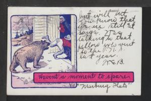 Haven't a Moment to Spare,Bear,Comic Postcard 
