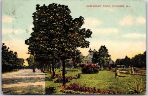 1909 Humboldt Park Chicago Illinois IL Landscape Trees Street Posted Postcard