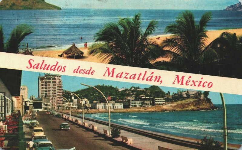 Mexico Saludos Desde Mazatlán Mexico Chrome Postcard 03.96 