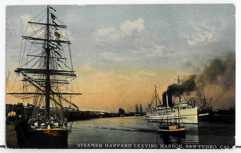 Steamer Harvard Leaving Harbor, San Pedro, Cal.