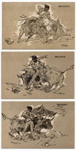 Group of 5 Belmonte Bullfighting Matedor Scenes Signed Vintage Postcard JF235504