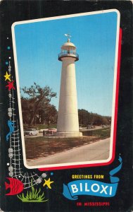 Vintage 1961 Biloxi Lighthouse Postcard Mississippi Greetings From Deep South