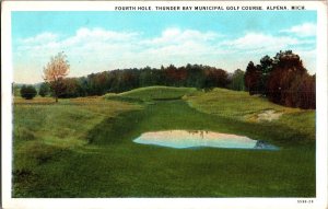 Fourth Hole, Thunder Bay Municipal Golf Course Alpena MI Vintage Postcard K79