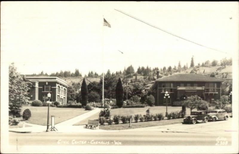 Chehalis WA Civic Center Ellis Real Photo Postcard rpx