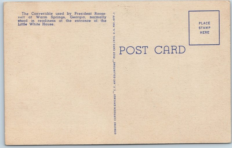 c1950s Warm Springs GA President Roosevelt's Convertible Car White House PC A203