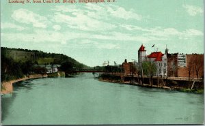 Vtg 1910s Looking North from Court Street Bridge Binghamton New York NY Postcard