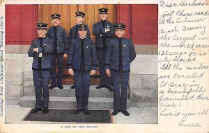 Officers on Steps Outside of Building Greetings from Anheuser Busch Brewing O...