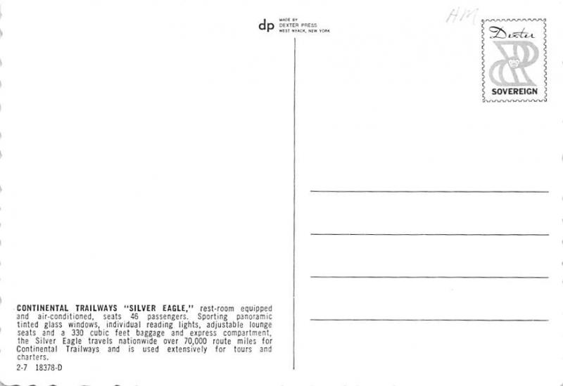 Closeout Continental Trailways, Silver Eagle Unused 