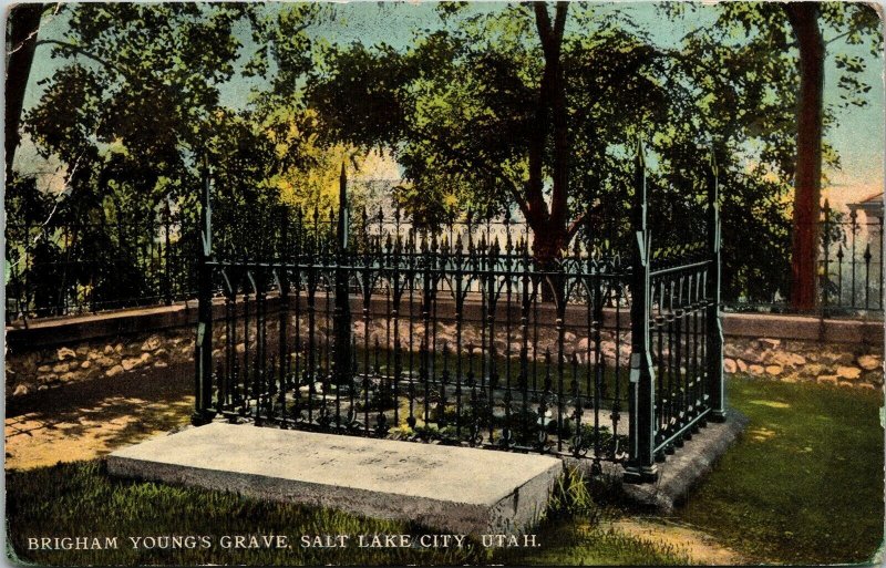 Brigham Young Grave Salt Lake City Utah UT Antique Postcard DB UNP Unused 