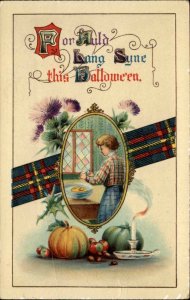 Halloween Woman Baking Tartan Gottschalk Dreyfuss c1910 Postcard