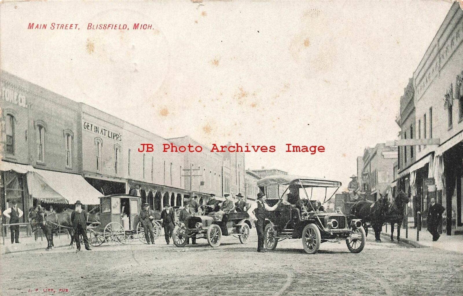 MI, Blissfield, Michigan, Main Street, Business Section, 1912 PM, JP