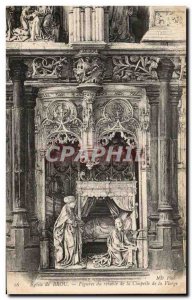 Old Postcard Brou Church figure of the altarpiece of the Chapel of the Virgin