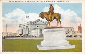 Washington Monument and Union Station Kansas City, Missouri, USA Railroad, Mi...