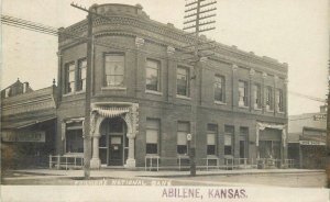 Kansas Abilene Farmers National Bank 1908 RPPC Photo Postcard 22-6345