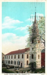 Vintage Postcard 1940 Trinity Church Parish Built 1726 Newport Rhode Island RI