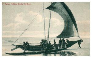 Native Fishing Boats Ceylon Vintage Boat Postcard