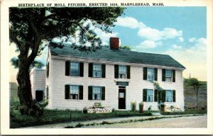 Vtg Marblehead Massachusetts MA Birthplace of Moll Pitcher 1920s Postcard