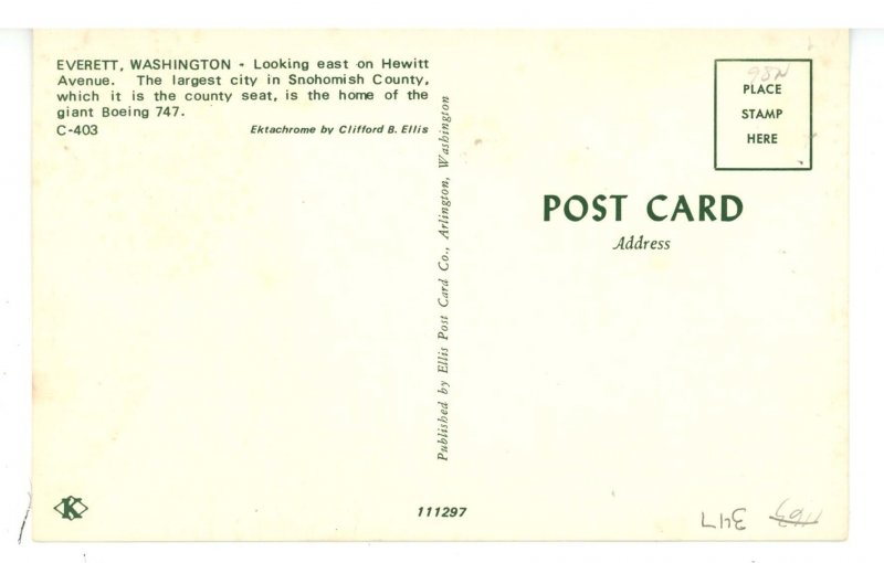 WA - Everett. Hewitt Avenue Street Scene ca 1966