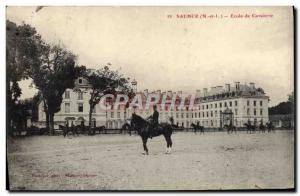 Old Postcard Horse Riding Equestrian Saumur Cavalry School