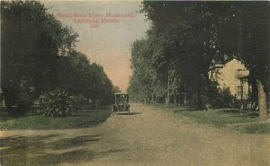 Litchfield Kansas North State Street auto hand colored 1911 Postcard 21-6220