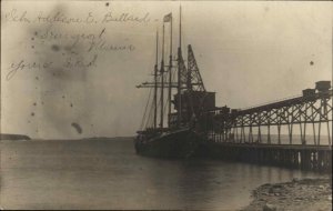 Searsport Maine ME 4 Masted Schooner Ship at Pier c1905 Real Photo Postcard
