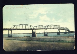 Early Muscatine, Iowa/IA Postcard, High Bridge, 1909!
