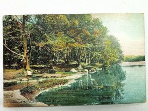 Vintage Postcard 1909 West Bank of Lake Mohegan Park Norwich CT Connecticut